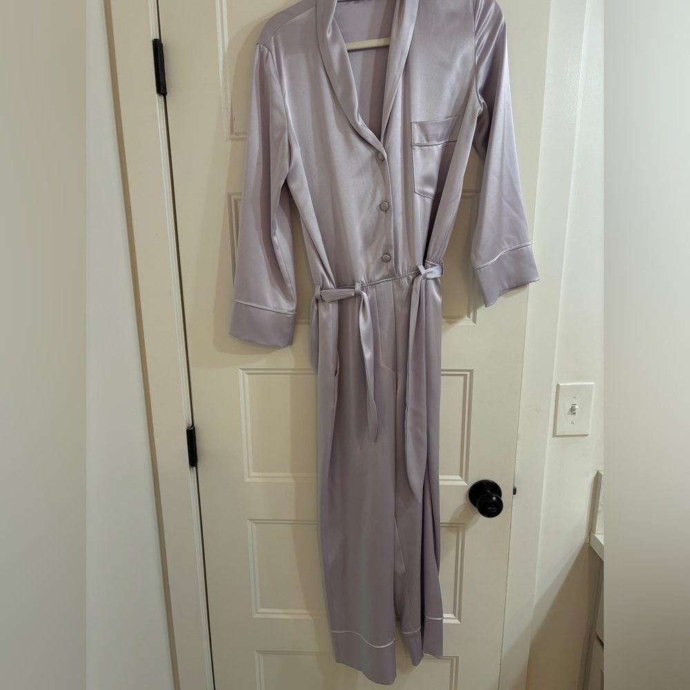 Nanushka Lavender Satin jumpsuit  with Tie Waist